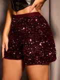EVE Solid Color Sequin Shorts GXRF-QC0166