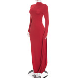 EVE Solid Color Long Sleeve Maxi Dress GDSF-D26DS287
