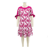 EVE Fashion Print Short Sleeve Midi Dress GYLY-11331