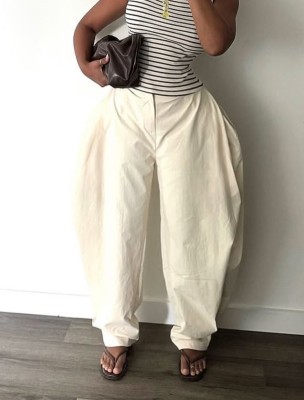 EVE Solid-Color Pleated Loose Lantern Pants LSD-2961