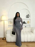 EVE Mesh Patchwork Long Sleeve Maxi Dress GADE-11194