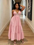 EVE V Neck Halterneck Shell Tassel Maxi Dress GADE-11431