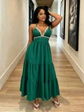 EVE V Neck Halterneck Shell Tassel Maxi Dress GADE-11431
