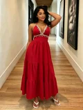 EVE V Neck Halterneck Shell Tassel Maxi Dress GADE-11431
