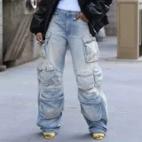 EVE Fashion Multi-pockets Straight Jeans LSD-244777