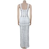 EVE See Through Lace Sling Maxi Dress BY-7705