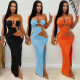 EVE Solid Color Hollow Out Tube Top Dess BY-7760