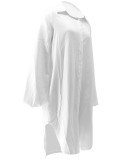 EVE Plus Size Long Sleeve Solid Color Shirt Dress QYMF-3108