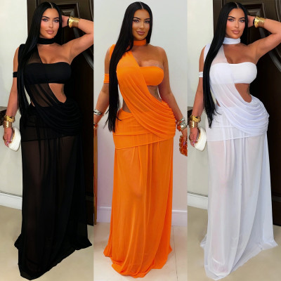 EVE Mesh See Through Maxi Dress BY-7726