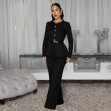 EVE Long Sleeve Single Breasted Two Piece Pants Set BY-7605
