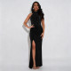 EVE Sleeveless Hot Drill Split Maxi Dress BY-7706
