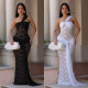 EVE Lace Slash Shoulder Maxi Dress BY-7692