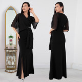 EVE Hot Drill Chiffon Slim Maxi Dress BY-7372