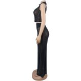 EVE Hot Drrill Mesh Sleeveless Two Piece Skirts Set BY-7580