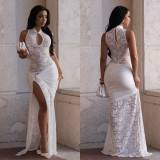 EVE Lace Hollow Out Split Maxi Dress BY-7641