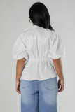EVE Solid Color Half Sleeve Tie Up Shirt QYMF-3061