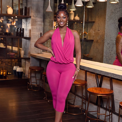 EVE Deep V Neck Halterneck Seventh Jumpsuit MXBF-D26JP257