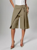 EVE Solid Color Loose Wide Leg Fifth Pants CH-26200