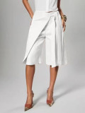 EVE Solid Color Loose Wide Leg Fifth Pants CH-26200