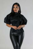 EVE Solid Color Half Sleeve Tie Up Shirt QYMF-3061