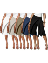 EVE Solid Color Loose Wide Leg Fifth Pants CH-26200