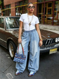 EVE Plus Size Drawstring Wide Leg Jeans GYLN-0022