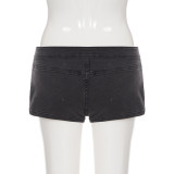 EVE Letter Print Slash Shouider T Shirt+Denim Shorts Suit GPKJ-MR50176