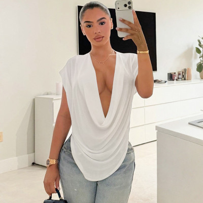 EVE Deep V Neck Sleeveless Tops GDSF-J26TP303