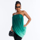 EVE Gradient  Printed Mesh Ruched Tops GDSF-D26TP223