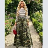 EVE Plus Size Camouflage Print Wide Leg Jeans GAKF-60602