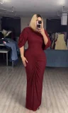 EVE Mesh Ruched Bat Sleeve Maxi Dress GADE-10242