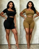 EVE Solid Color Hollow Out Romper GADE-5641