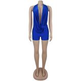 EVE Deep V Neck Solid Color Romper BY-7798