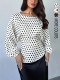 EVE Polka Dot Print Long Sleeve Bat Sleeve Top GSRX-982