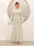 EVE Polka Dot Print Long Sleeve Maxi Dress GSRX-986