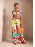 EVE Print Crop Top Wide Leg Pants 2 Piece Set GQLK-6689