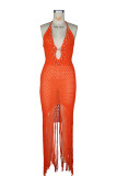 EVE Halterneck Beaded  Knis Beach Maxi Dress ZSD-0359
