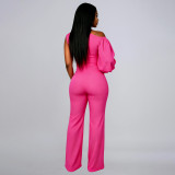 EVE Single Shoulder Llantern Sleeve Jumpsuit YF-10113