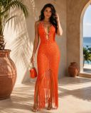 EVE Halterneck Beaded  Knis Beach Maxi Dress ZSD-0359