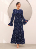 EVE Polka Dot Print Long Sleeve Maxi Dress GSRX-986