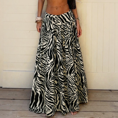EVE Fashion Casual Zebra Print Long Skirt GPKJ-MR50989