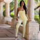 EVE Solid Color Ruched Off Shoulder Jumpsuit GDSF-D26JP296