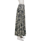 EVE Fashion Casual Zebra Print Long Skirt GPKJ-MR50989