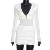 EVE Long Sleeve Ruched Mini Dress GSZM-C26DS312