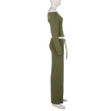 EVE Solid Color Casual Long Sleeve Pants Two Piece Set GPKJ-MR50738