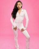 EVE Solid Color Long Sleeve Two Piece Pants Set CM-60727