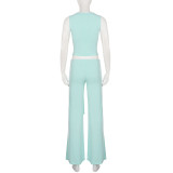 EVE Casual Sporty Solid Color Tank Top Straight-Leg Pants Two Piece Set GPKJ-MR50916