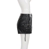 EVE Zipper Leather Shorts GPKJ-MR50569