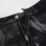 EVE Zipper Leather Shorts GPKJ-MR50569