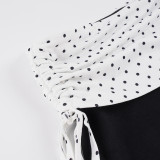 EVE Polka Dot Print Color Block Short GPKJ-MR49849
